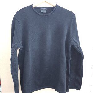 DKNY Men's Large 100% Cotton Rolled Neck Black Sweater